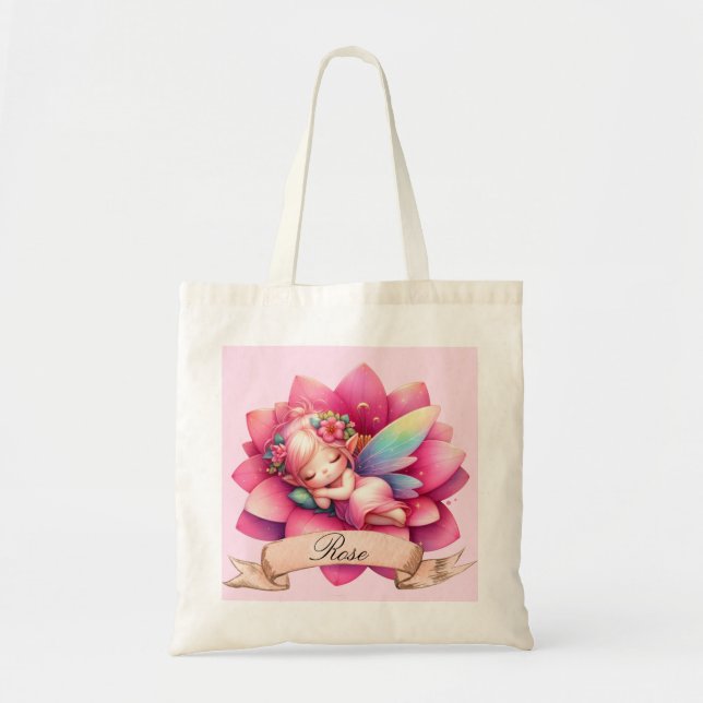 Bolso De Tela Cute Whimsical Floral Sweets Dreams Sleeping Fairy (Frente)