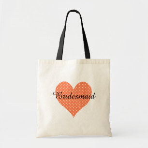 Bolso De Tela Cute White Polka Doted Coral Heart Bridesmaid