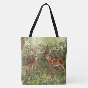 Bolso De Tela Cute Whitetail Deer Twin Fawns
