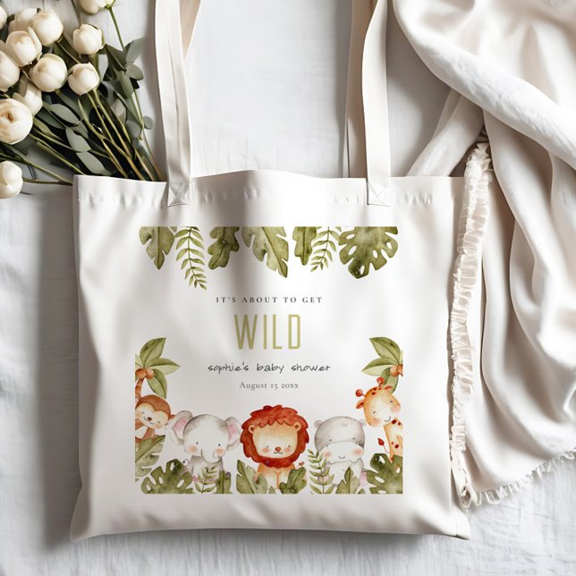 Bolso De Tela Cute Wild Tropical Safari Animals Baby Shower (Subido por el creador)