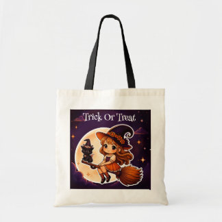 Bolso De Tela Cute Witch and Black Cat Halloween Tote Bag