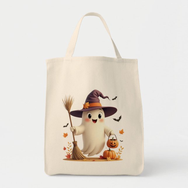 Bolso De Tela Cute Witchy Ghost Halloween (Frente)