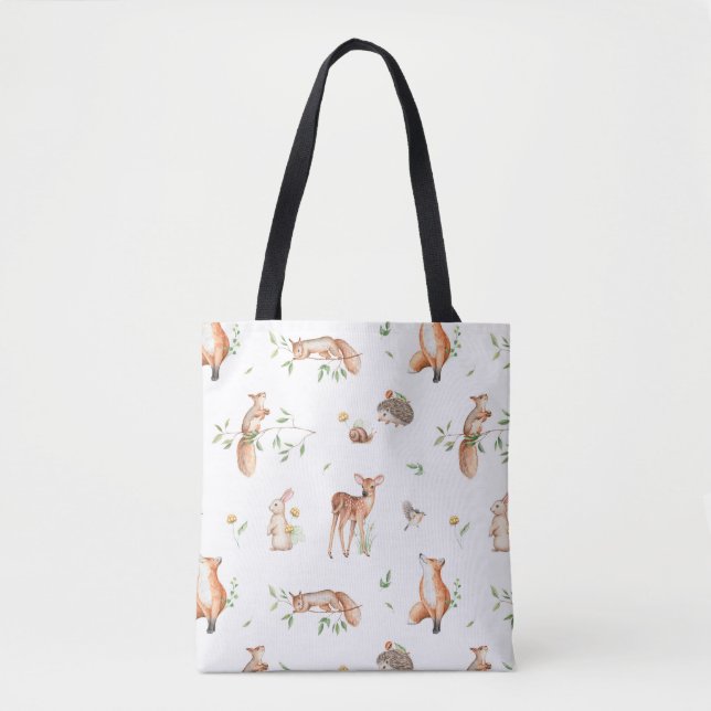 Bolso De Tela Cute Woodland Animal Friends Pattern (Anverso)