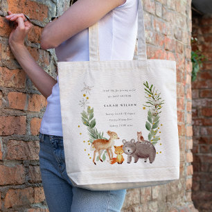 Bolso De Tela Cute Woodland Animal Leafy Wreath Baby Shower