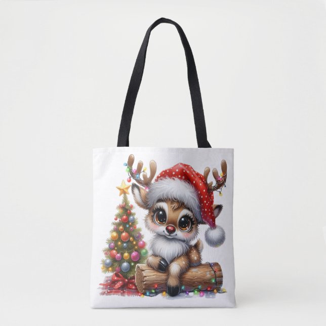 Bolso De Tela Cute Xmas Reindeer (Anverso)
