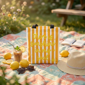 Bolso De Tela Cute Yellow Stripe Summer" Sunshine in my Soul"