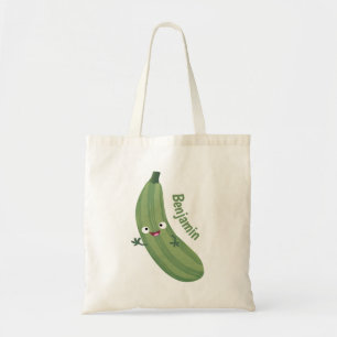 Bolso De Tela Cute zucchini feliz personalizado ilustracion