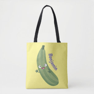 Bolso De Tela Cute zucchini feliz personalizado ilustracion