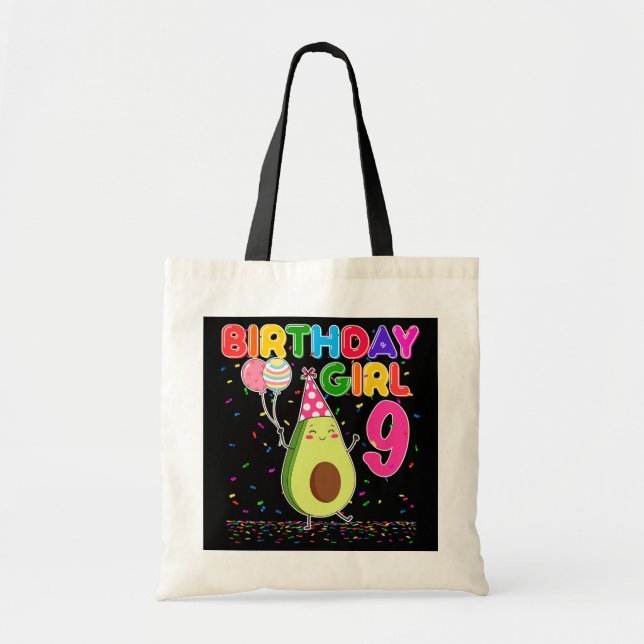 Bolso De Tela Cutes aguacates 9 años Chica de cumpleaños 9 años (Frente)