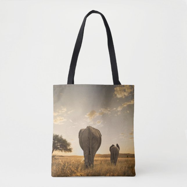 Bolso De Tela Cutest Baby Animals | Elephant Calf & Mother (Anverso)