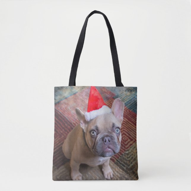 Bolso De Tela Cutest Baby Animals | French Bulldog Christmas (Anverso)