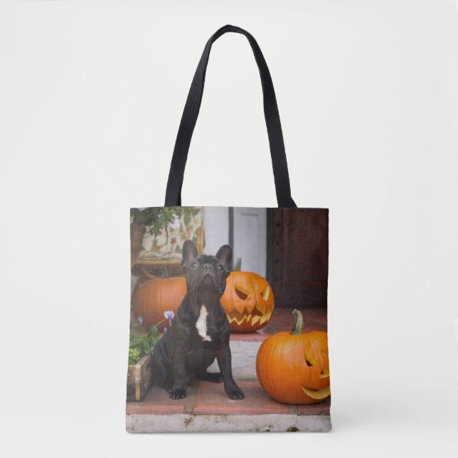 Bolso De Tela Cutest Baby Animals | French Bulldog Halloween (Anverso)