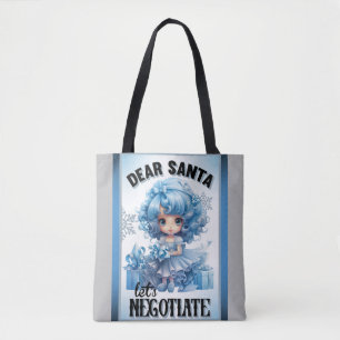 Bolso De Tela Cutie Blue Queridos Santa Navidades
