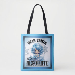 Bolso De Tela Cutie Blue Queridos Santa Navidades