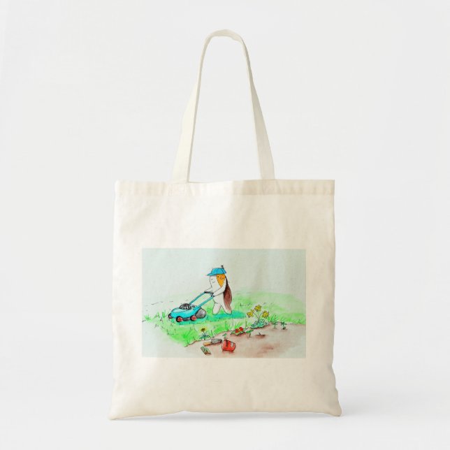 Bolso De Tela Cutie el cerdo guineano en la pintura de jardinero (Frente)
