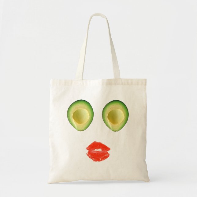 Bolso De Tela Cutis Aguacate Face Rojo Verde 4Rita (Frente)
