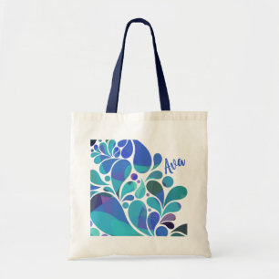Bolso De Tela Cuto Artsy Aqua Blue, Púrpura Patrón de acuarela