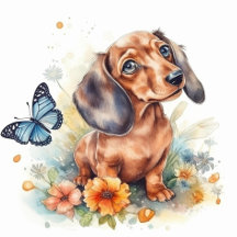 Cuto Dachshund Puppy acuarela