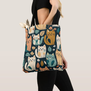 Bolso De Tela Cuto de patrón de gato artsy