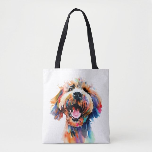 Bolso De Tela Cuto doodle - Colorido Labradoodle Art (Anverso)