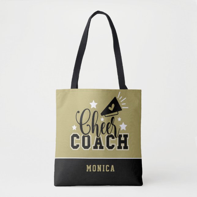 Bolso De Tela Cuto entrenador de oro personalizado y negro (Anverso)