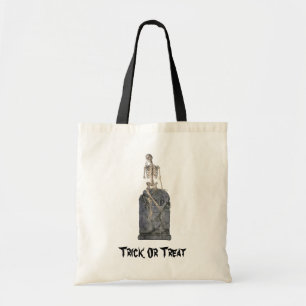 Bolso De Tela Cuto esqueleto sobre Halloween en la lápida