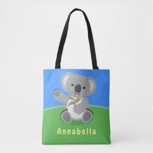 Bolso De Tela Cuto feliz koala saludando al ilustracion personal