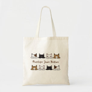 Bolso De Tela Cuto "Gatos Todos En Una Fila"