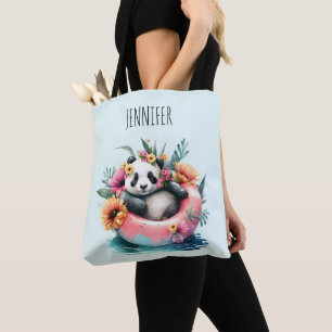 Bolso De Tela Cuto Panda Chilling en un tubo interno