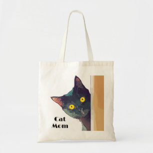 Bolso De Tela Cuto Peeking Cat Design Tote Bag