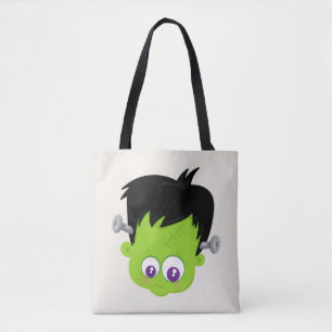 Bolso De Tela Cuto verde Frankenstein Monster cara Halloween