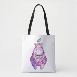 Bolso De Tela Cuto Whimsical Purple Hippo