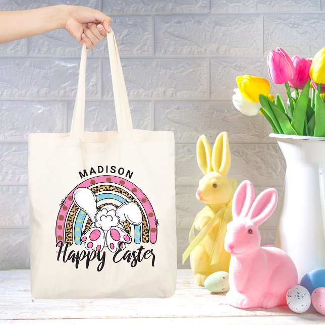 Bolso De Tela Cuyo Feliz Pascua Conejo Conejo Conejo Arcoiris Añ (Subido por el creador)