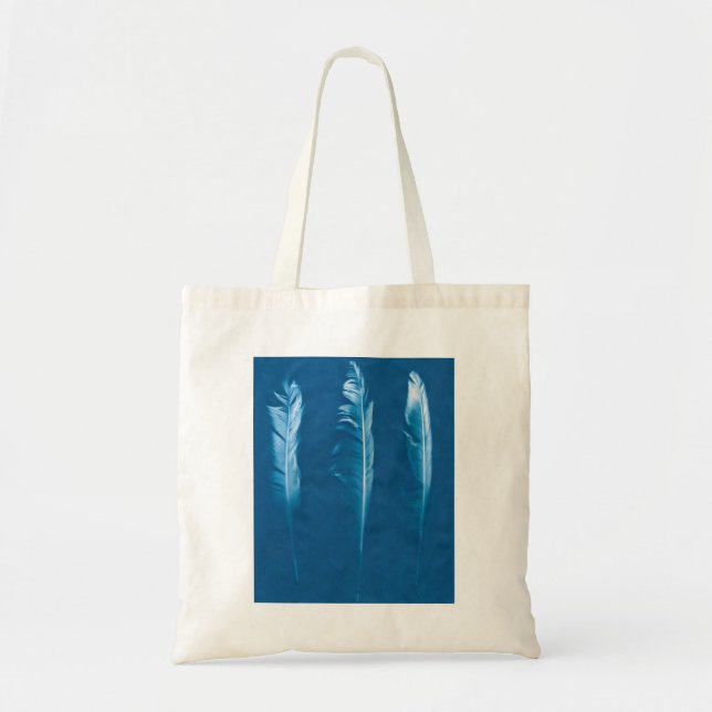Bolso De Tela Cyanotype Feathers (Frente)