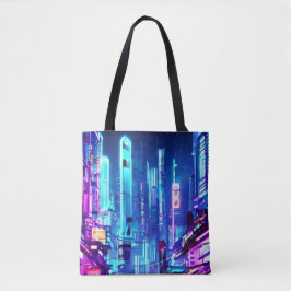 Bolso De Tela Cyberpunk Futurista Ciudad Neón