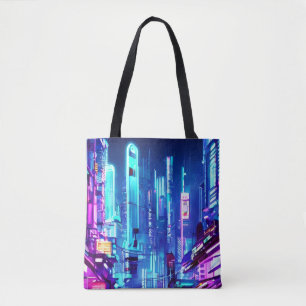 Bolso De Tela Cyberpunk Futurista Ciudad Neón