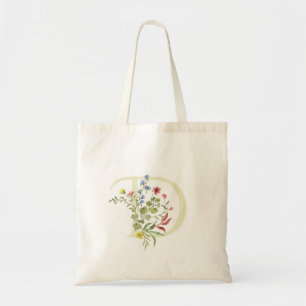 Bolso De Tela D inicial floral de verano para ducha de novia