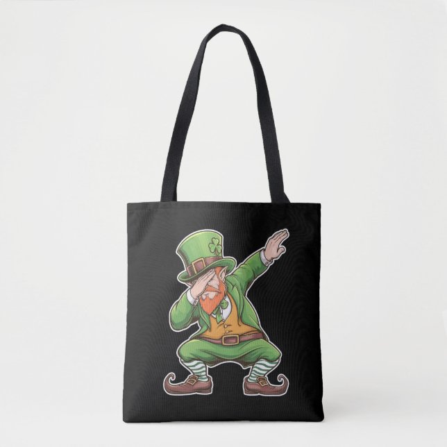 Bolso De Tela Dab Dabbing Leprechaun en verde (Anverso)