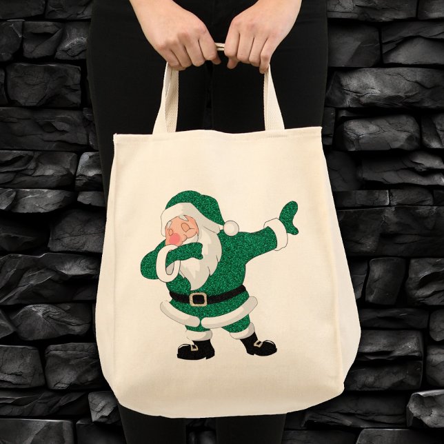 Bolso De Tela Dabbing Green Santa Claus | Humor divertido de vac (Subido por el creador)