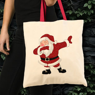 Bolso De Tela Dabbing Red Santa Claus Humor divertido de vacac