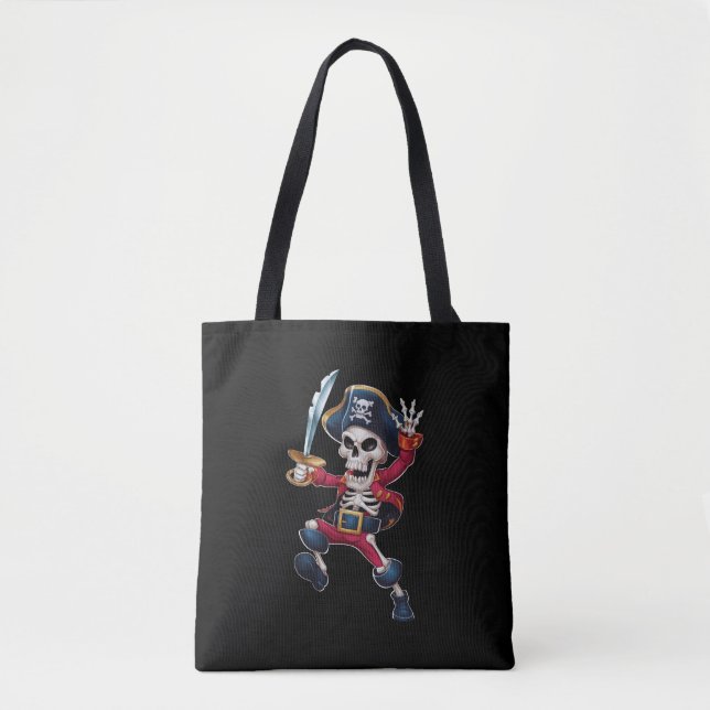 Bolso De Tela Dabbing Skeleton Pirate Niños Halloween Jolly Roge (Anverso)