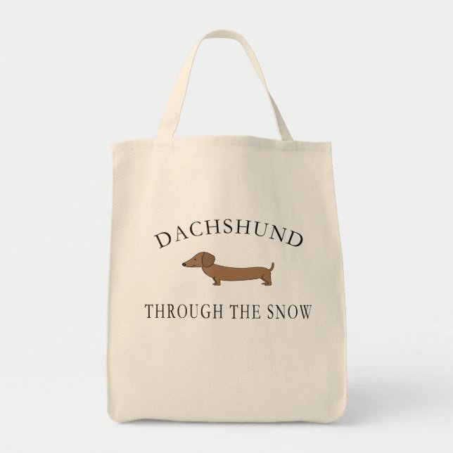 Bolso De Tela Dachshund A Través De La Nieve (Frente)