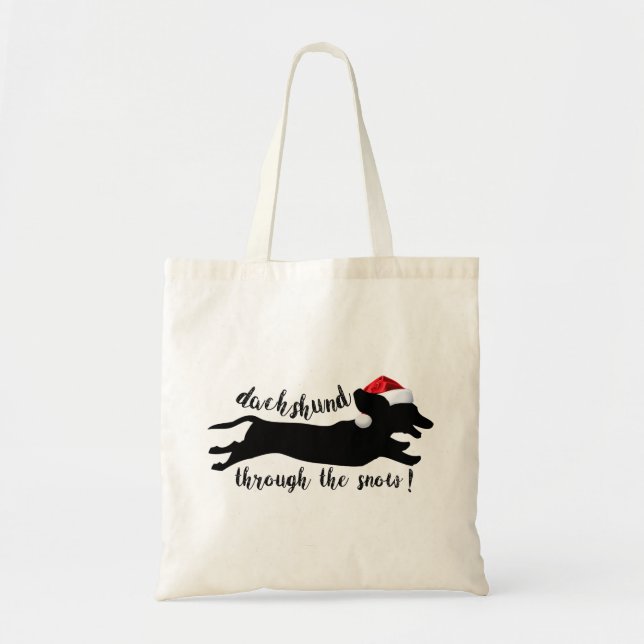 Bolso De Tela Dachshund a través de las vacaciones de los Navida (Frente)