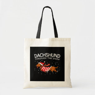 Bolso De Tela Dachshund A Través De Los Navidades De Perro Graci