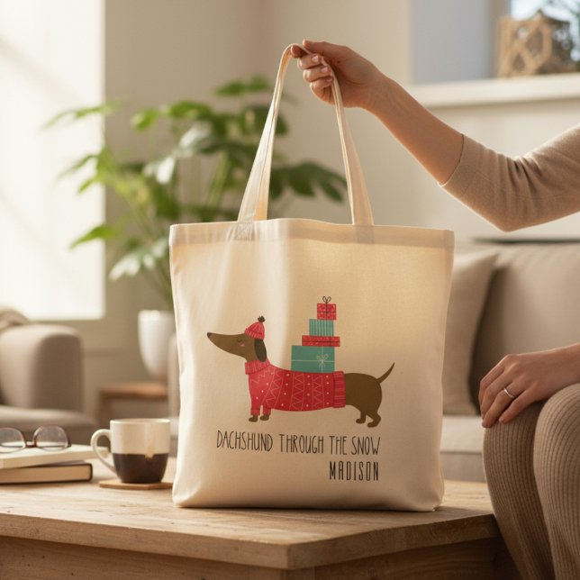 Bolso De Tela Dachshund A Través Del Nombre De Diversión De Los  (Subido por el creador)