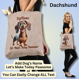 Bolso De Tela Dachshund - Añadir nombre de perro, cambiar texto