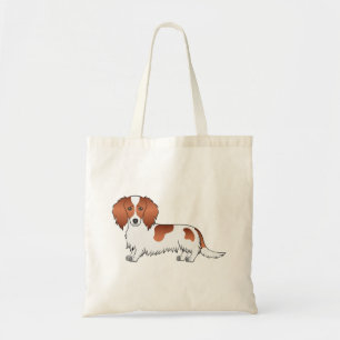 Bolso De Tela Dachshund Cartoon Cute Pelo Largo Piebald Rojo