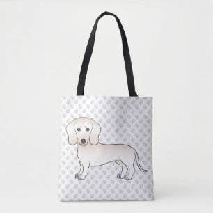 Bolso De Tela Dachshund Cartoon Perro & Huellas de Cremoso Pelaj
