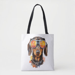 Bolso De Tela Dachshund con lentes de sol