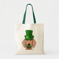 Dachshund con sombrero verde superior y bigote
